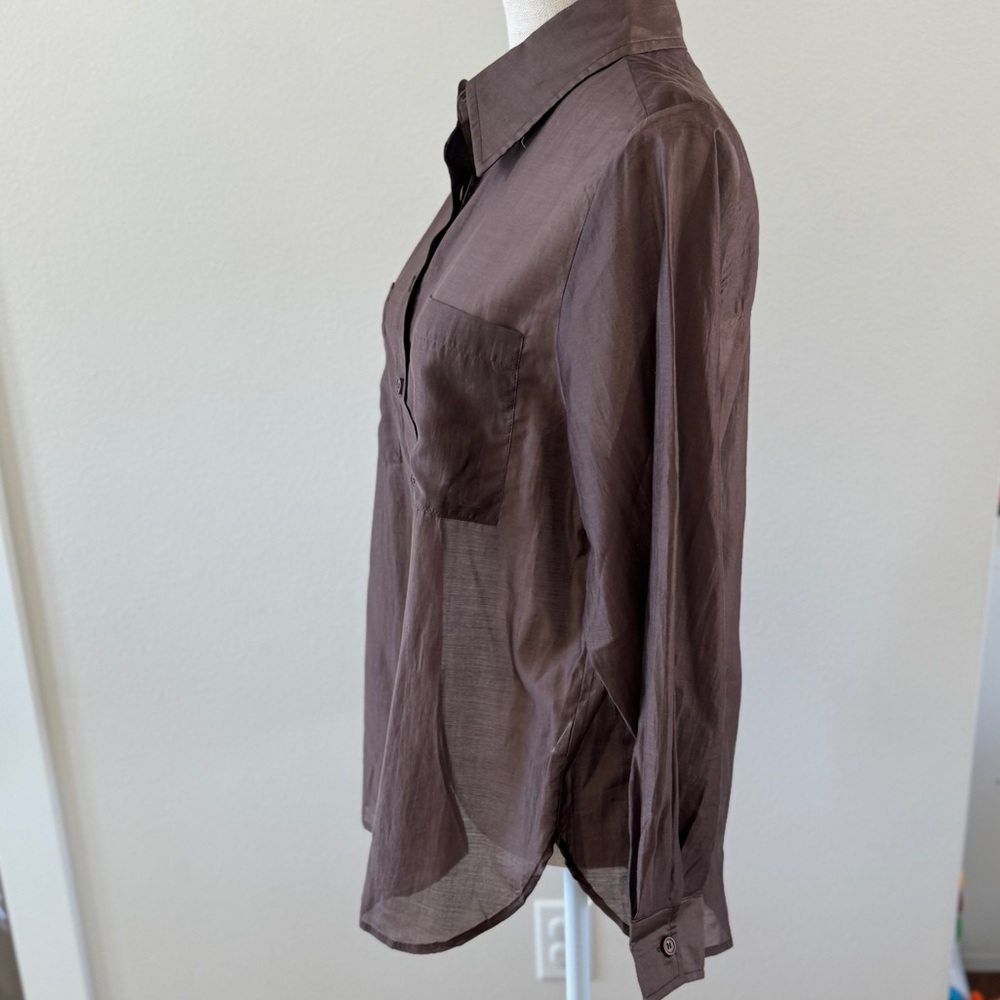 NWT &merci EN MERCI long sleeve brown blouse, size L - Picture 4 of 8